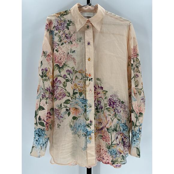 Zimmermann 'Halliday' Cream Ramie Relaxed Shirt Size 2 - Picture 2 of 4